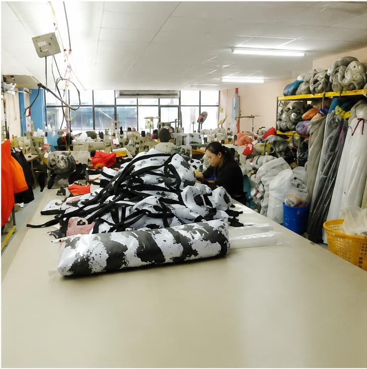 Mikacap workshop team producing custom textile goods